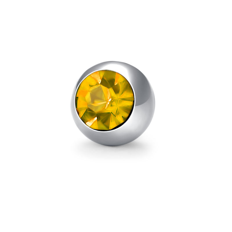Inlaid Gem Ball 14G Yellow 8mm