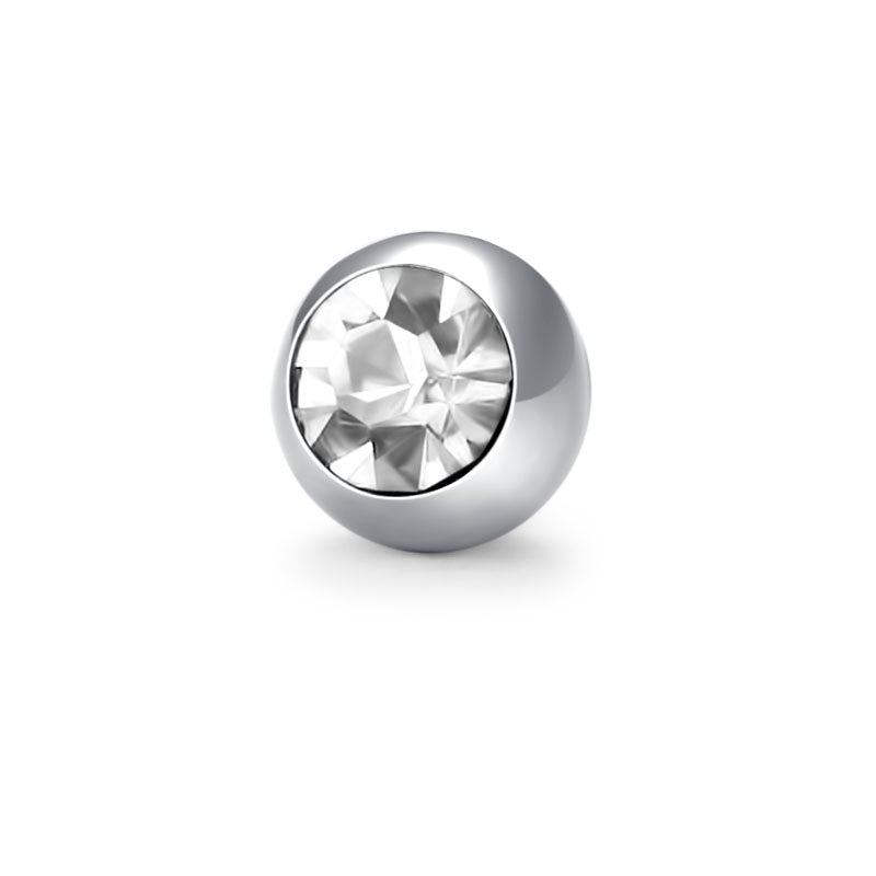 Inlaid Gem Ball 14G White 8mm