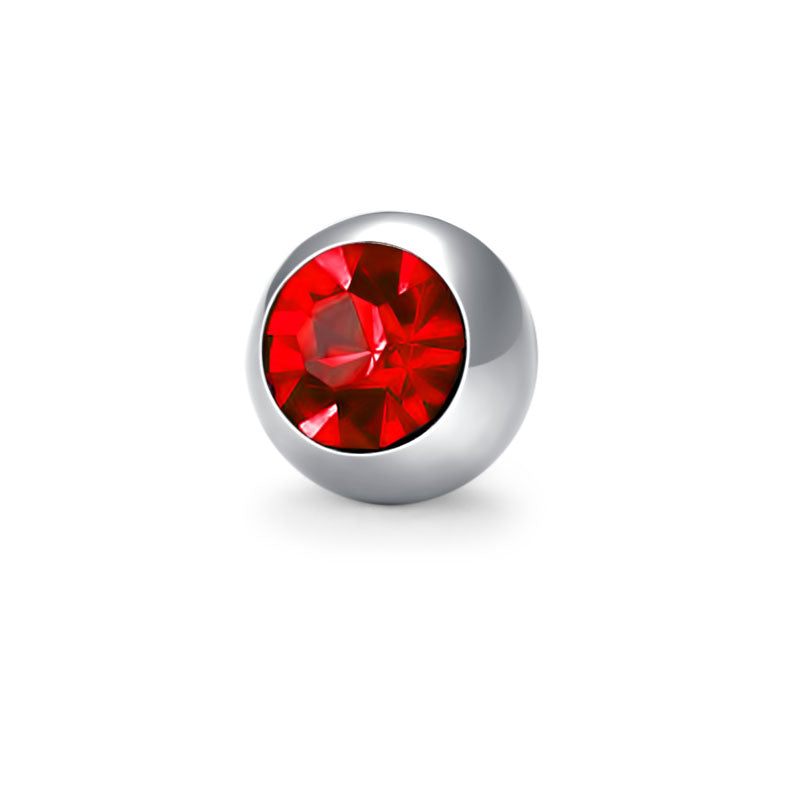 Inlaid Gem Ball 14G Red 5mm