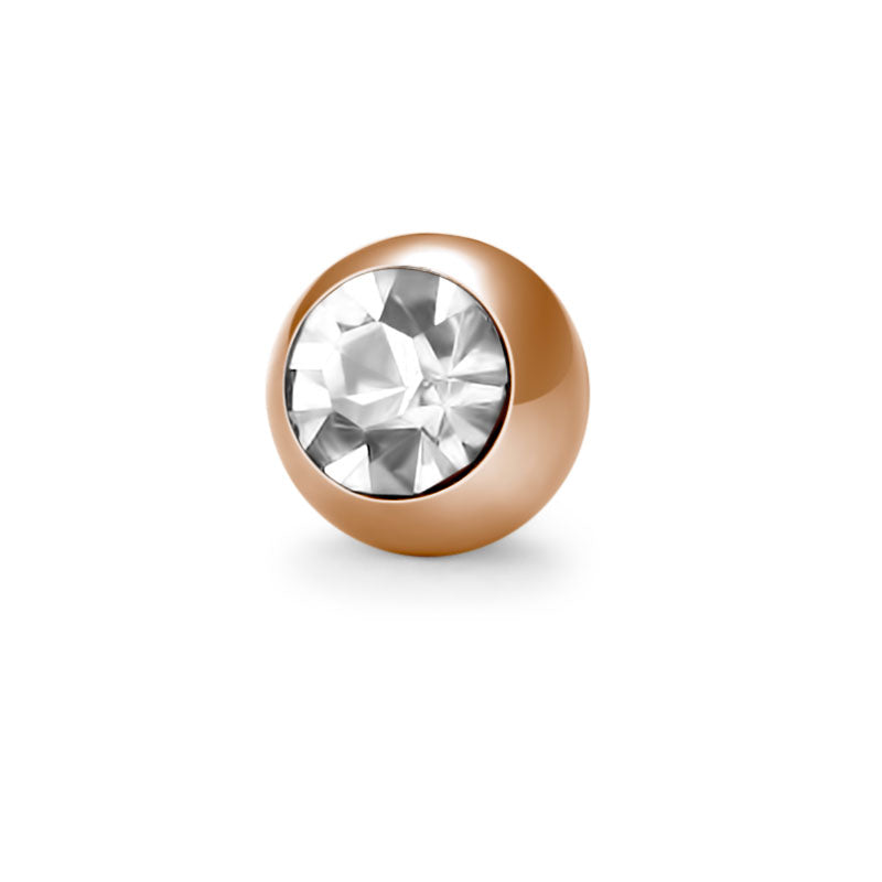 Inlaid Gem Ball 14G Rose Gold 8mm