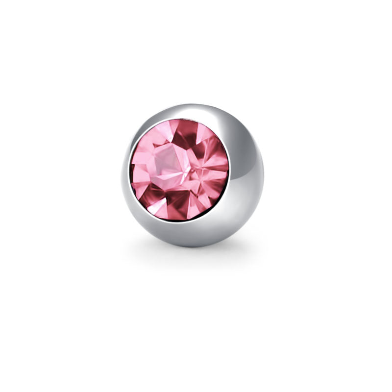 Inlaid Gem Ball 14G Pink 5mm