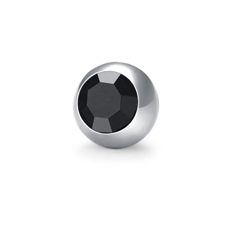 Inlaid Gem Ball 14G Black 5mm