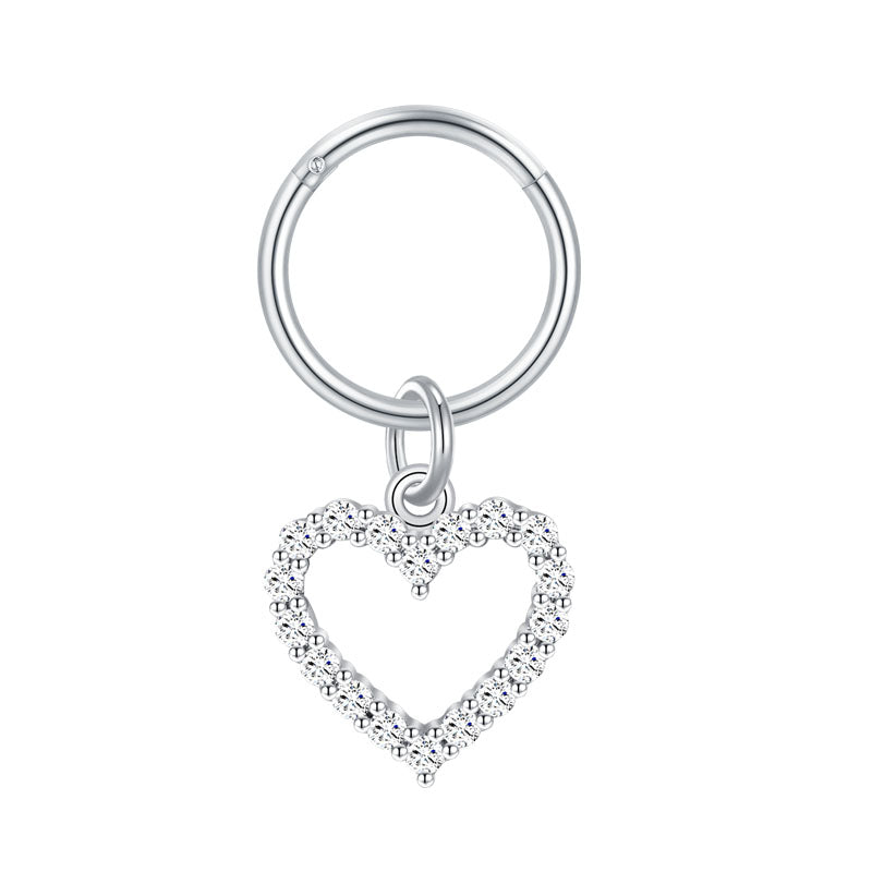 helix hoop earring heart silver