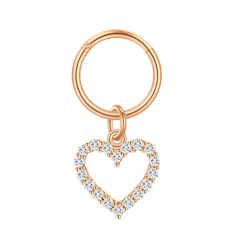 helix hoop earring heart rose gold