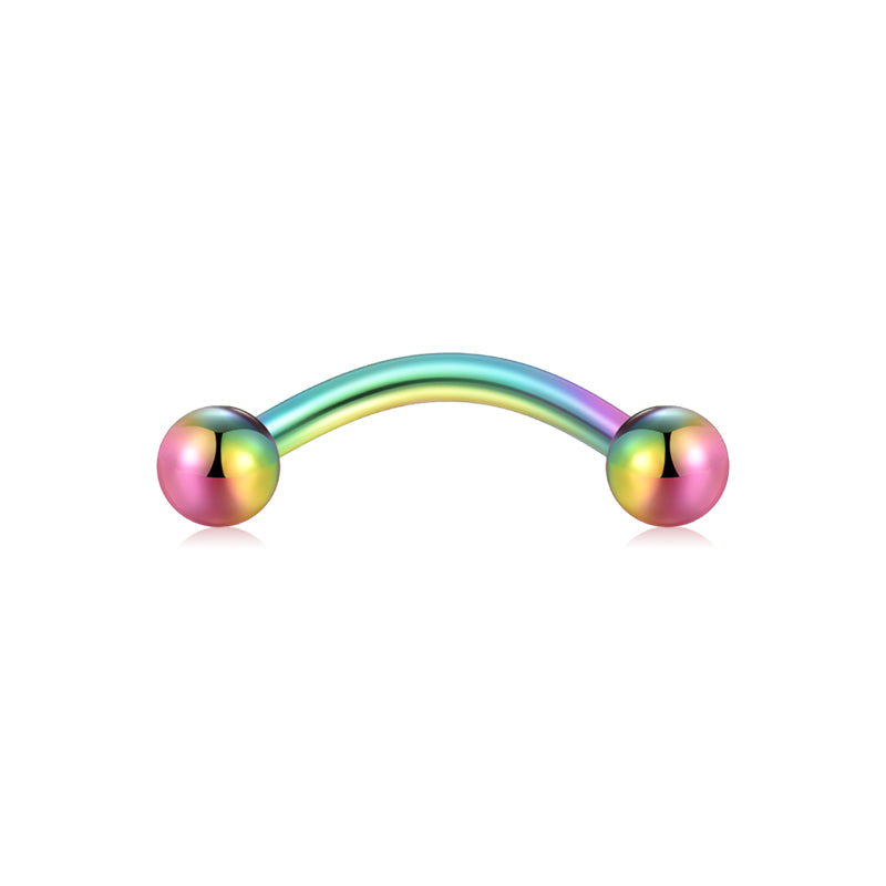 Rook Earrings 16G Rainbow Ball