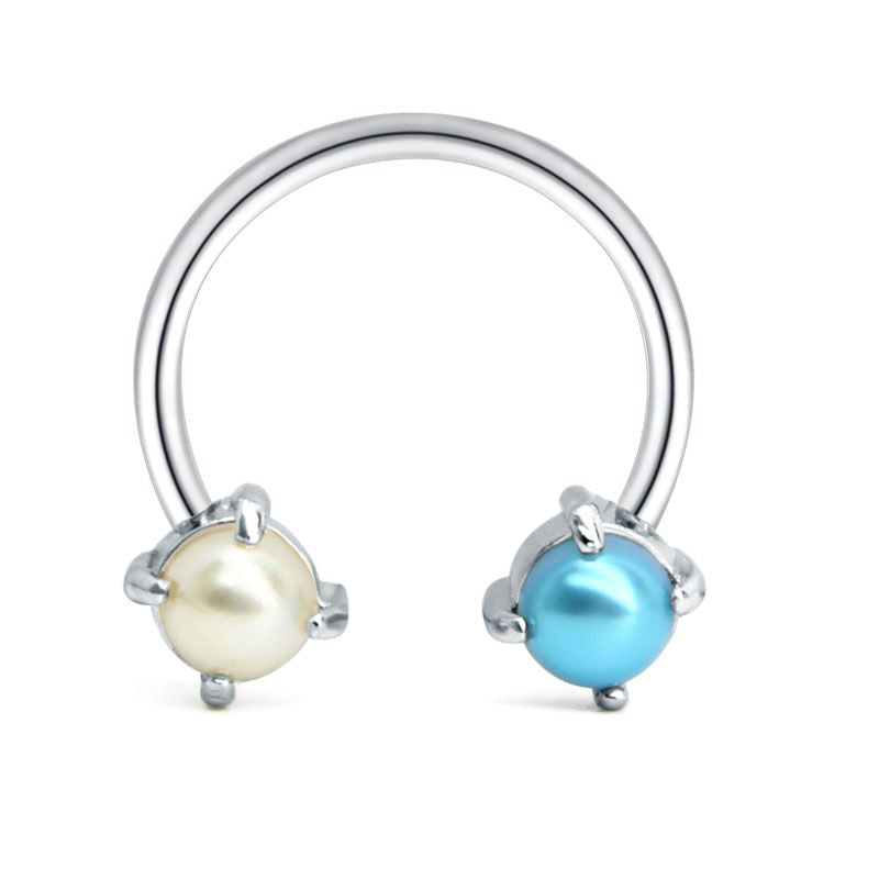 16G Horseshoe Pearl Septum Ring Helix Earring Piercing