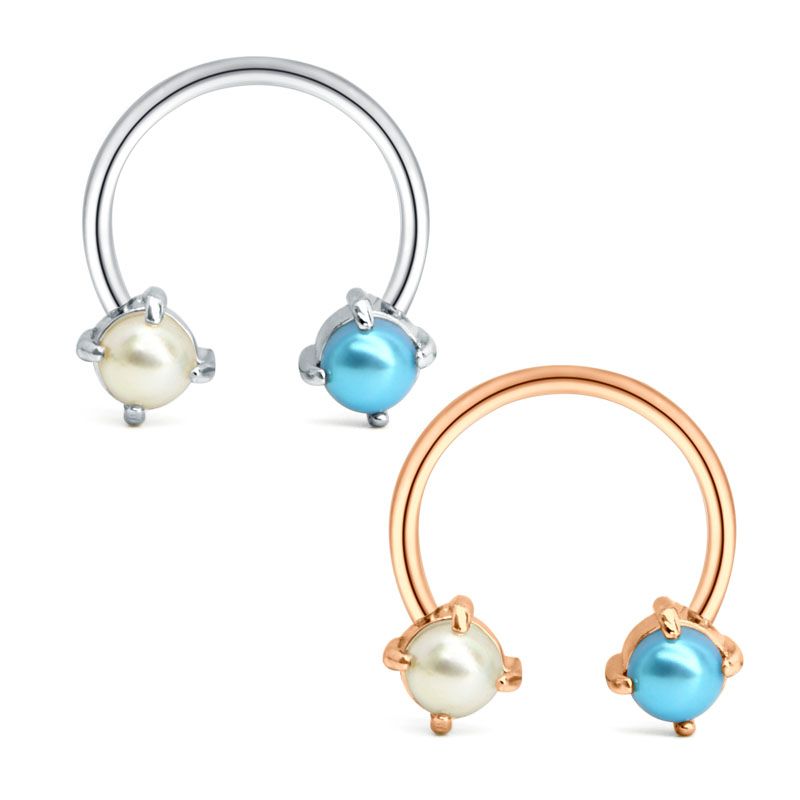 16G Horseshoe Pearl Septum Ring Helix Earring Piercing