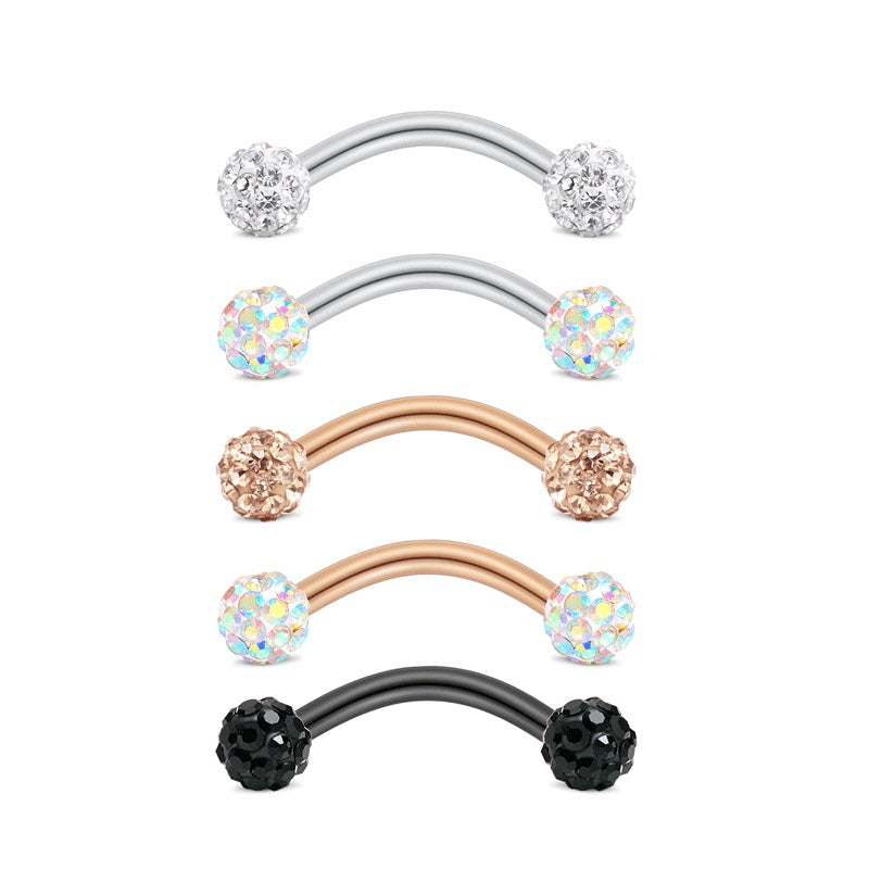 Curved Barbell 16G Rook Eyebrow Piercing Jewelry Multi Color Bar 8MM 1.2mm Curved Barbell