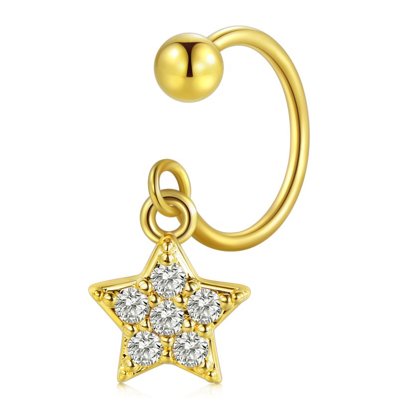Cartilage Helix Hoop Earrings Dangle Star