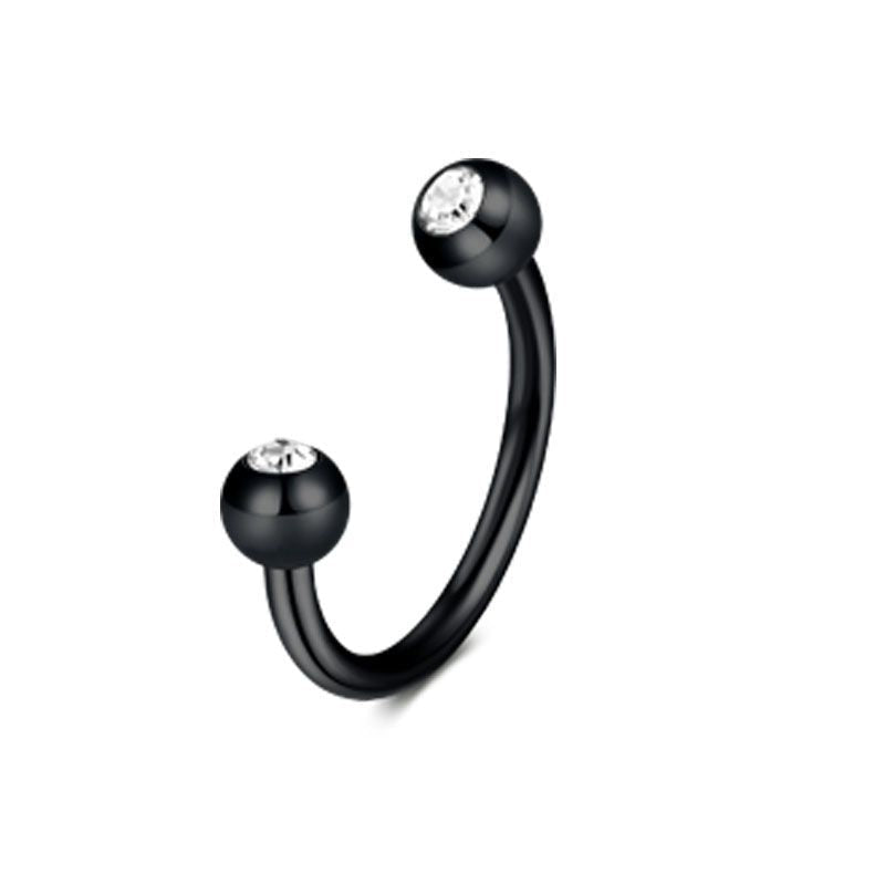 16G Septum Ring Inlaid CZ Black Barbell Horseshoe Helix Earring