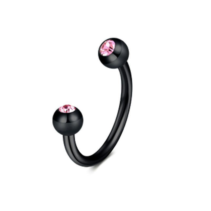 16G Septum Ring Inlaid CZ Black Barbell Horseshoe Helix Earring