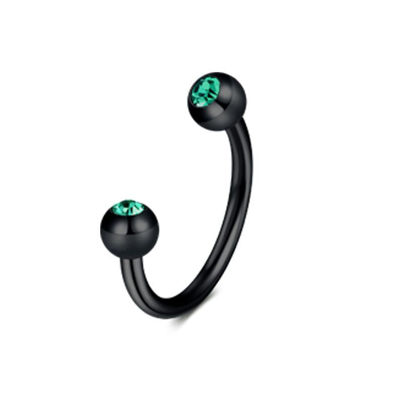 16G Septum Ring Inlaid CZ Black Barbell Horseshoe Helix Earring