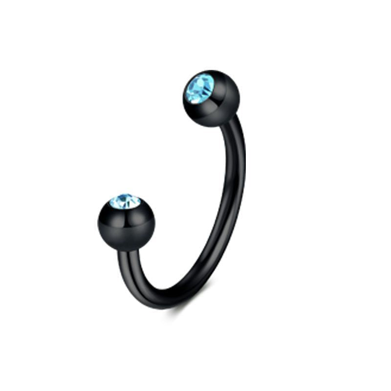 16G Septum Ring Inlaid CZ Black Barbell Horseshoe Helix Earring