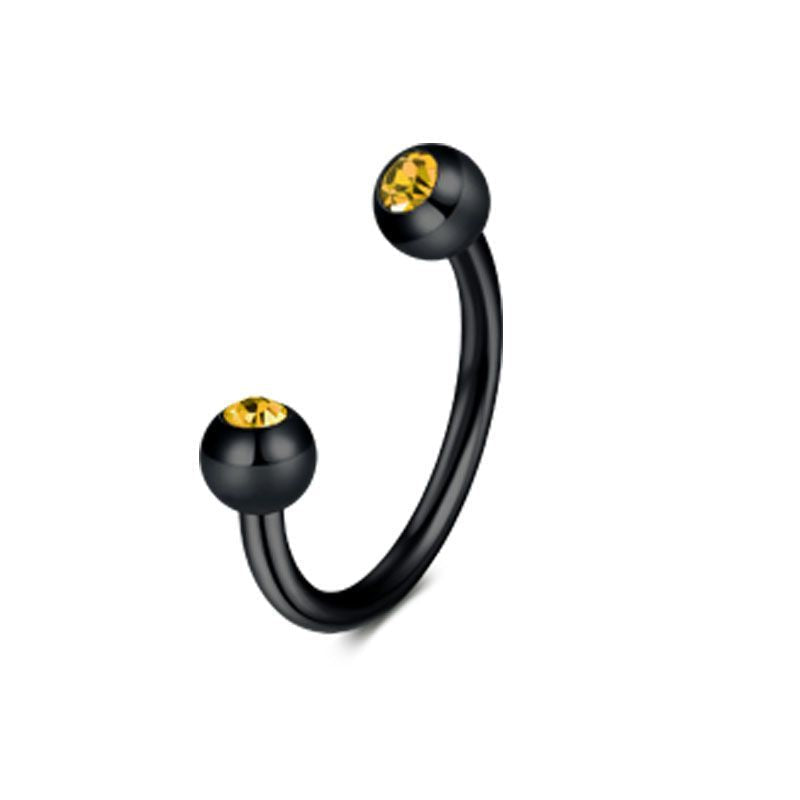 16G Septum Ring Inlaid CZ Black Barbell Horseshoe Helix Earring
