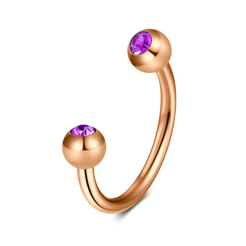 16G Septum Ring Inlaid CZ Rose gold Barbell Horseshoe Helix Earring