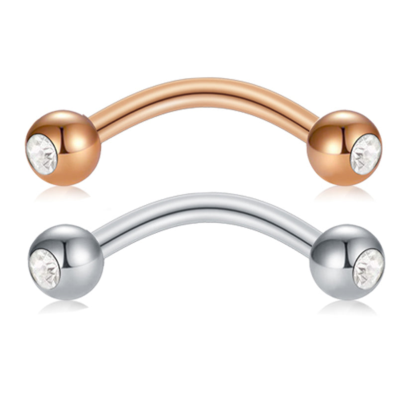 Curved Barbell 16G Rook Eyebrow Piercing Jewelry Multi Color CZ 1.2mm Curved Barbell 8mm 10mm