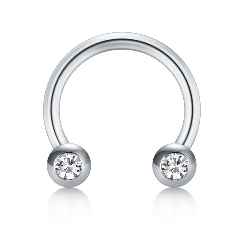 16G Septum Ring CZ Inlaid Horseshoe Piercing