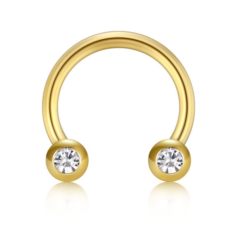 16G Septum Ring CZ Inlaid Horseshoe Piercing
