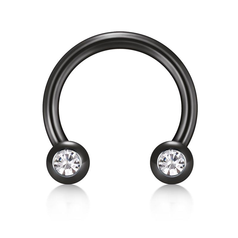 16G Septum Ring CZ Inlaid Horseshoe Piercing