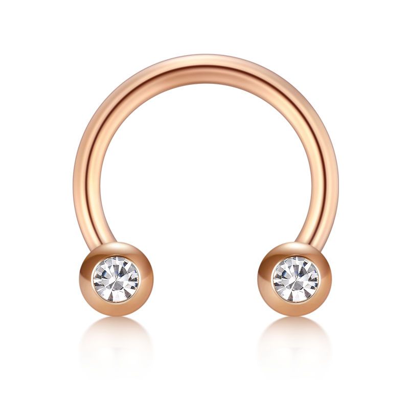 16G Septum Ring CZ Inlaid Horseshoe Piercing