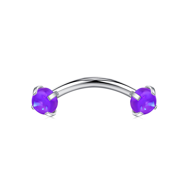 Rook Earrings 16G Purple Opal Ball