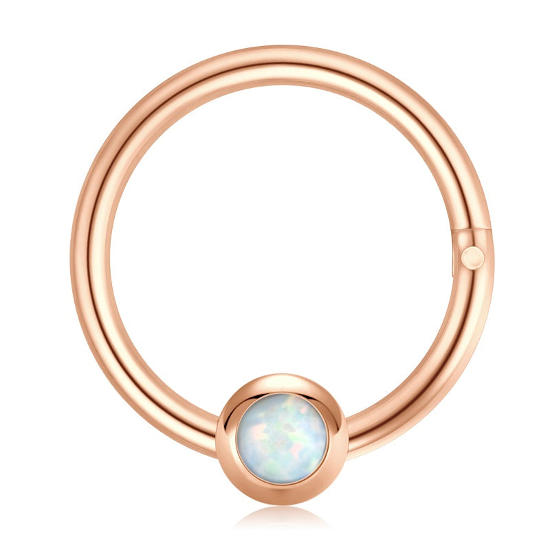 septum clicker rose gold opal