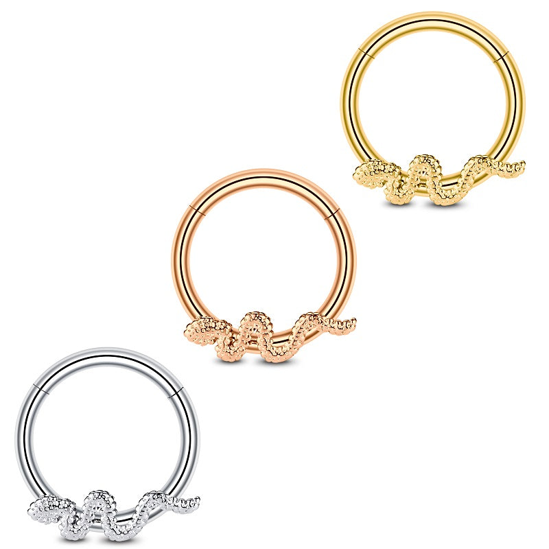 Snake 16G Hinged Clicker Septum Ring Helix Earring Piercing
