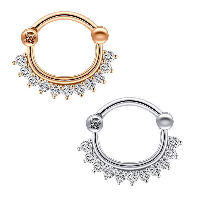 CZ Diamond 18G 8MM Septum Clicker Ring Helix Cartilag Earring