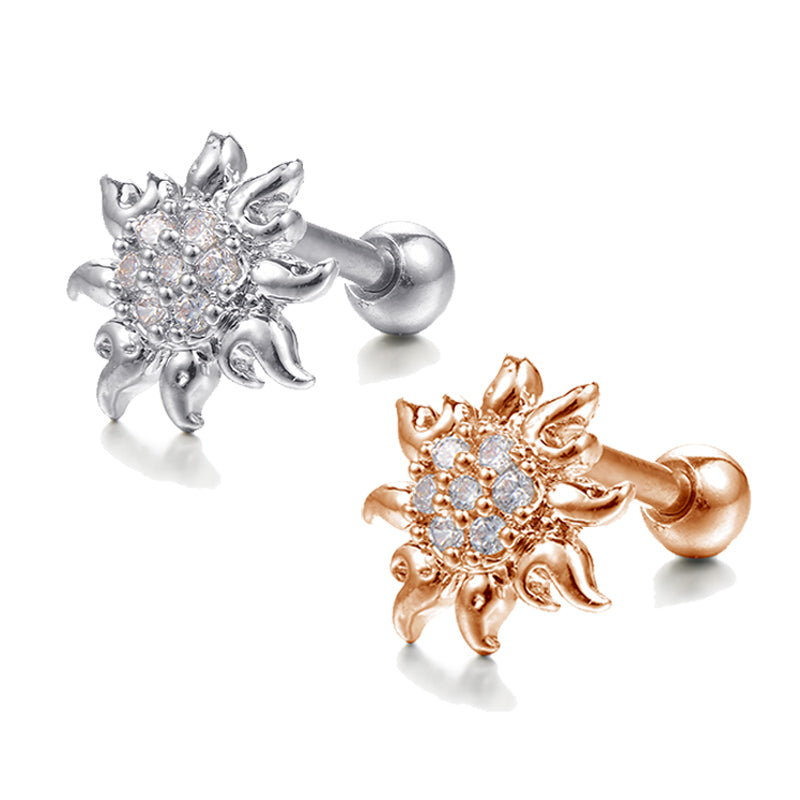 16g Tragus Earrings Studs Cartilage Earrings Stainless Steel Sunflower