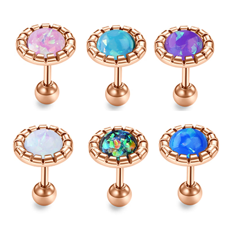 16g Tragus Earrings Studs Cartialge Piaercing Jewelry Conch Jewelry Opal Rose Gold