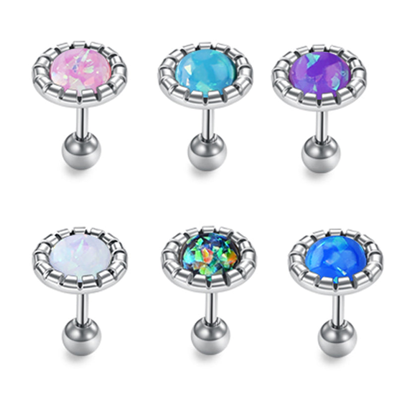16g Tragus Earrings Studs Cartialge Piaercing Jewelry Conch Jewelry Opal Silver
