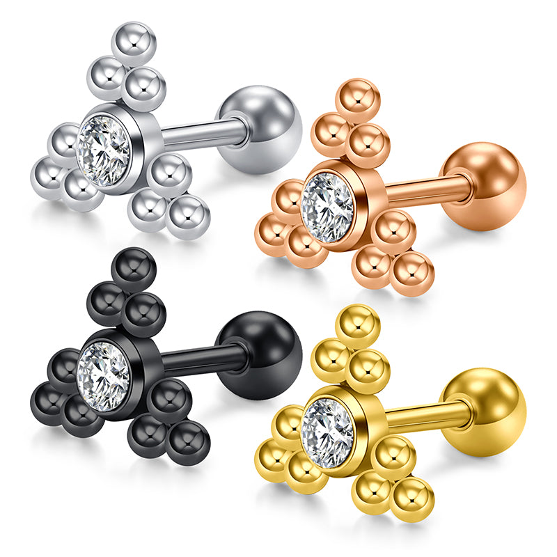 16g Tragus Earrings Studs CZ Tragus Piercing Jewelry Stainless Steel 6mm Triangle