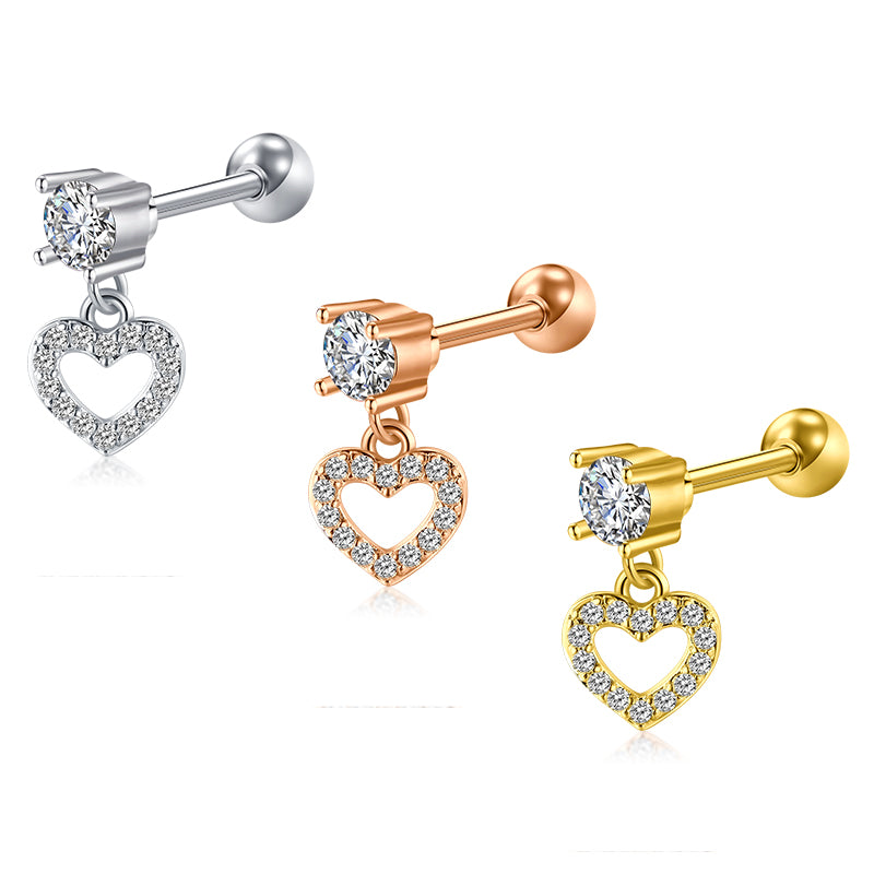 16g Tragus Earrings Cartilage Earrings Dangle Heart