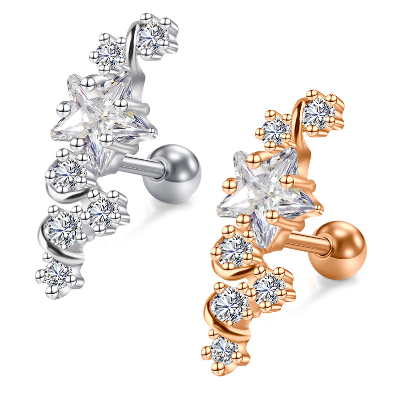 16gauge Tragus Earrings Cartilage Jewelry Star