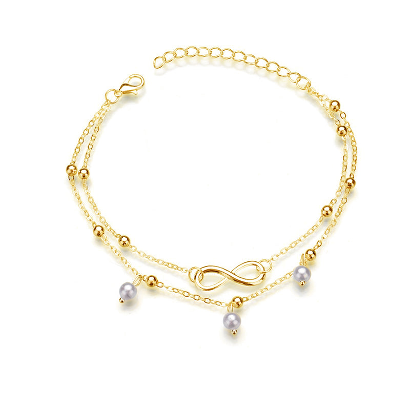 Gold Double layer pearl Anklet