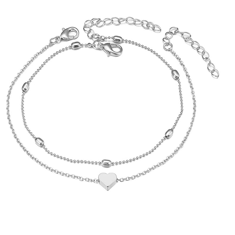 Silver Double layer love Anklet