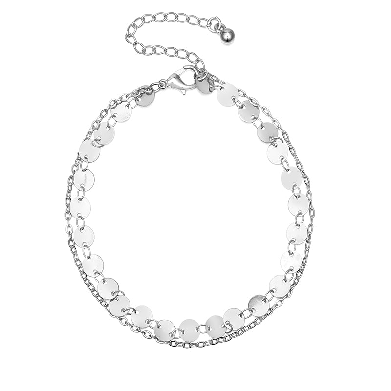 Silver Double layer O-chain foot chain