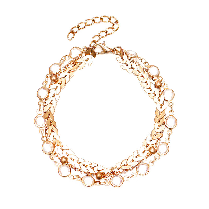 Rose Gold Wheat ear Crystal Anklet