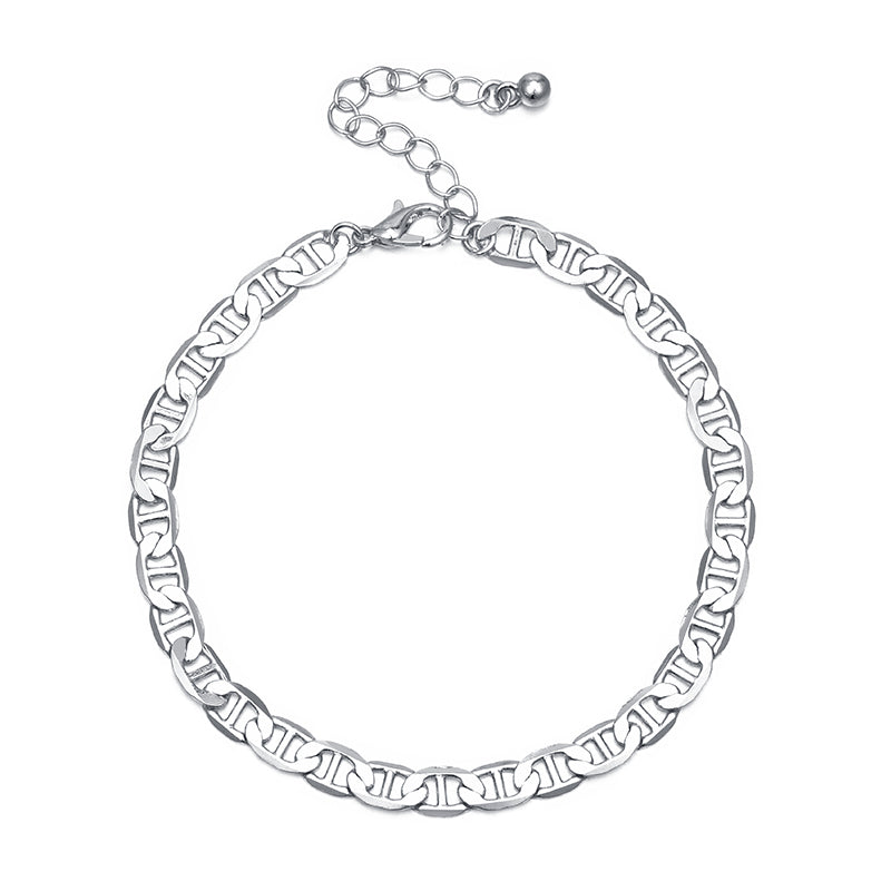Silver Personalized wide Chain Anklet