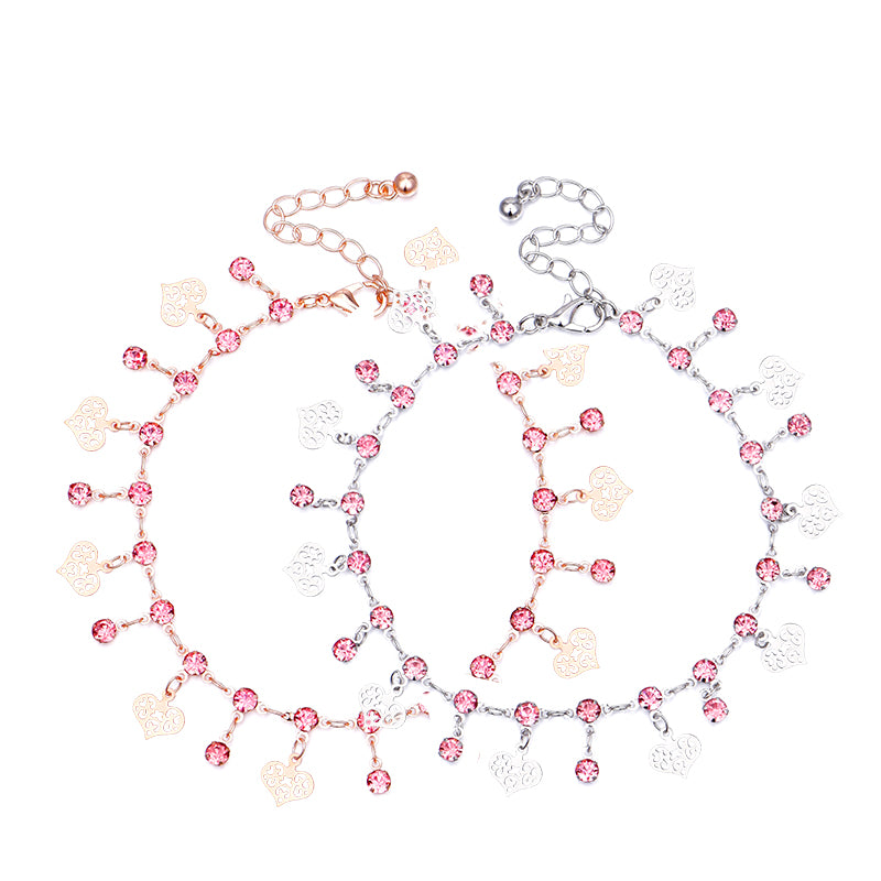 Pink diamond hollow love Anklet