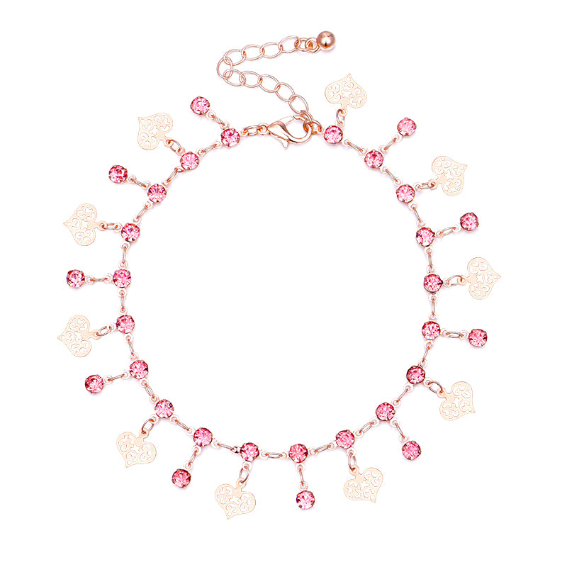 Rose Gold Pink diamond foot chain