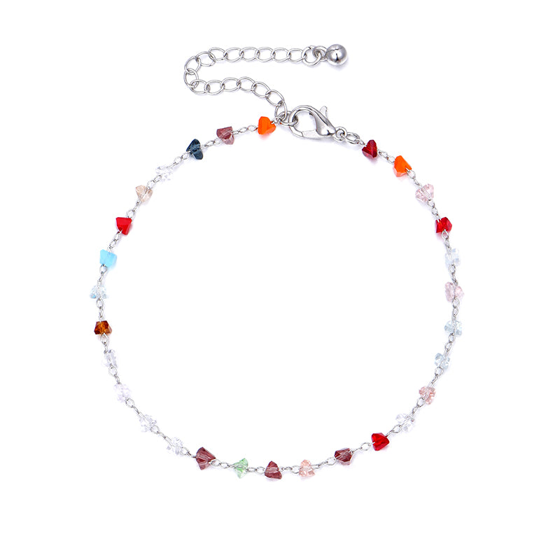 Silver Color triangle crystal bead Anklet