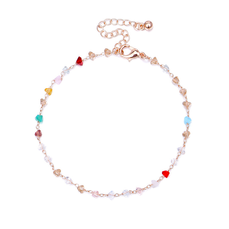 Rose Gold Color triangle crystal bead Anklet