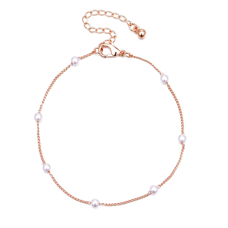 Rose Gold Seven pearl Anklets