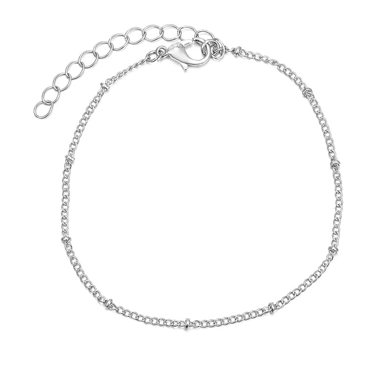 Silver Copper bead chain foot chain