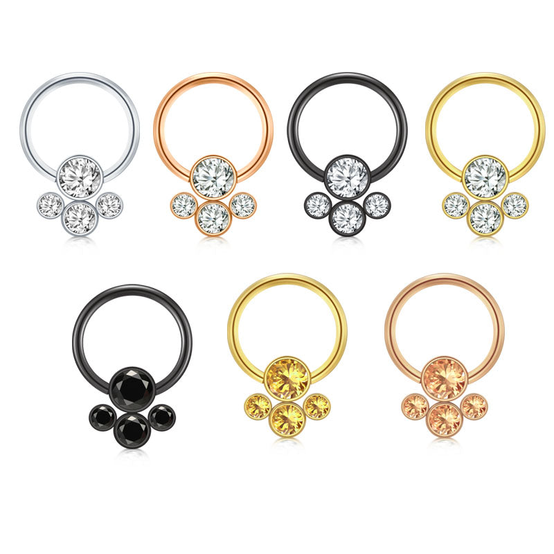 CZ Flower 16G 10MM Septum Ring Cartilage Helix Hoop Earring