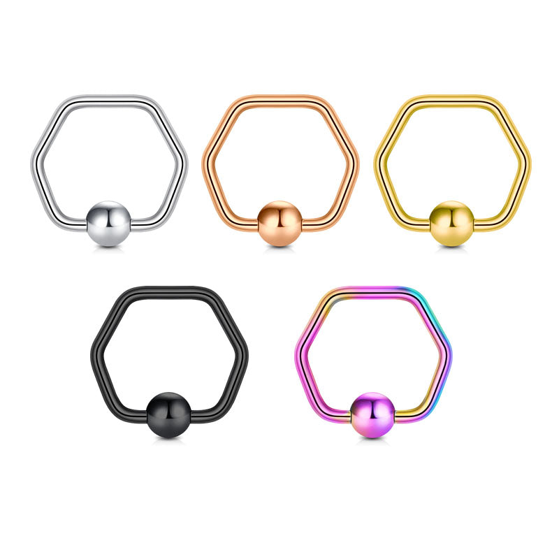 Hexagon Shape 16G 10MM Septum Ring Cartilage Helix Hoop Earring