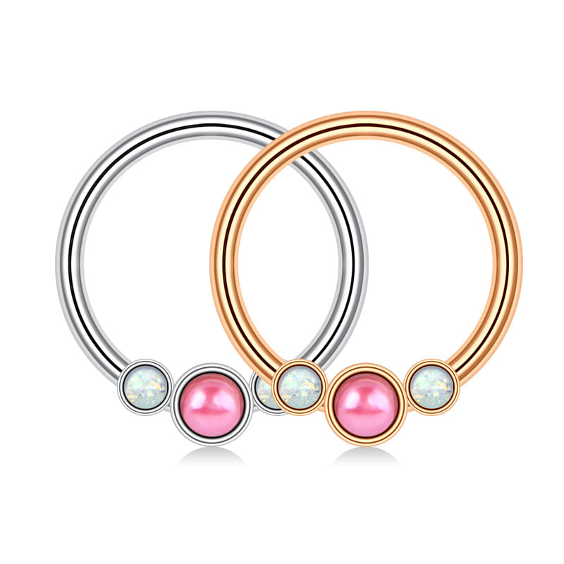 Opal 18G 10MM Septum Ring Nose Lip Cartilage Helix Hoop Earring