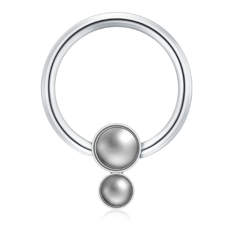 Double Pearl 16G 10MM Septum Ring Cartilage Helix Hoop Earring