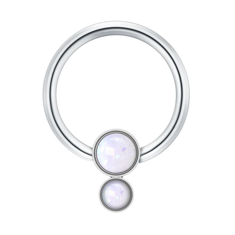 Double Opal 16G 10MM Septum Ring Cartilage Helix Hoop Earring